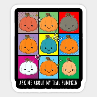 Ask me about my teal pumpkin food allergy halloween Sticker